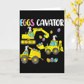 イースター卵掘削建設車両ウサギハッピーイースト カード (黄色い花)