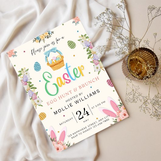 イースター卵狩りとブランチのモバイル招待 招待状