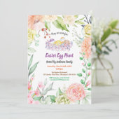 イースター卵狩りの招待。水彩花 招待状 (スタンド正面)