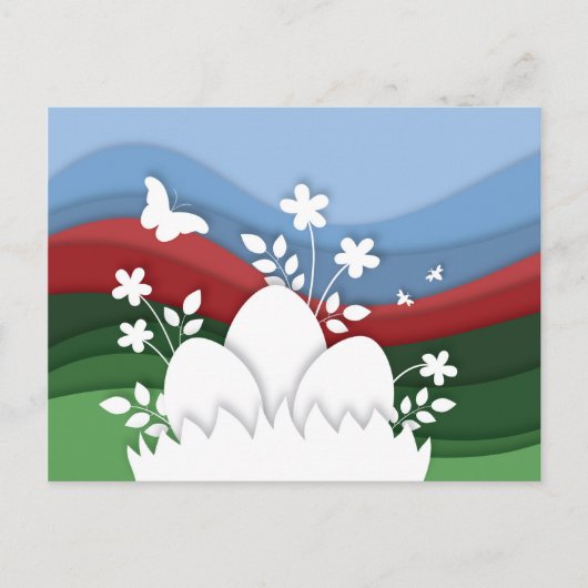 イースター卵狩りの春花自然 ポストカード (正面)