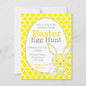 イースター卵狩りイエローグレーバニー招待状 招待状 (正面)