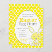 イースター卵狩りイエローグレーバニー招待状 招待状 (正面/裏面)