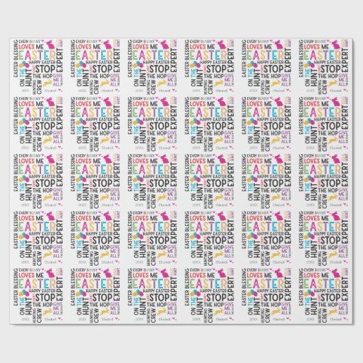 イースター卵狩りワードクラウドパターンキッド名ホワイト ラッピングペーパー (フラット)