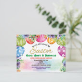 イースター卵狩り招待。水彩花 インビテーションポストカード (スタンド正面)