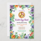 イースター卵狩り招待。水彩花 招待状 (正面)