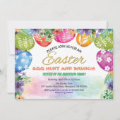 イースター卵狩り招待。水彩花 招待状 (正面)