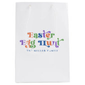 イースター卵狩り。レトロカラフルタイポグラフィ ミディアムペーパーバッグ (正面)
