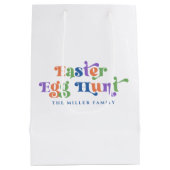 イースター卵狩り。レトロカラフルタイポグラフィ ミディアムペーパーバッグ (裏面)