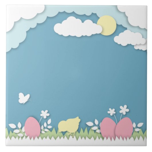 イースター卵狩り、春休日のペーパーカット自然 タイル (正面)