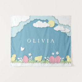 イースター卵狩り、春休日のペーパーカット自然 タペストリー