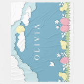 イースター卵狩り、春休日のペーパーカット自然 フリースブランケット (正面)