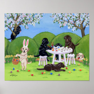 イースター卵絵画のラブラドール作品 ポスター