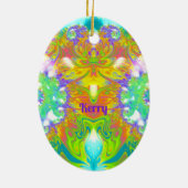 ～イースター卵～フラクタル色の数々のケリーかわいらし セラミックオーナメント (裏面)