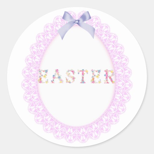 イースター卵、花クラシック丸シール ラウンドシール (正面)