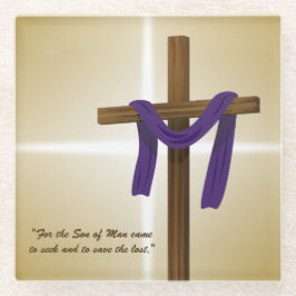 イースター四旬紫ドレープ復活の日 ガラスコースター