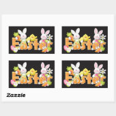 イースター図解入りの、写真付きのバニーとシック 長方形シール (シート)