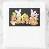 イースター図解入りの、写真付きのバニーとシック 長方形シール (バッグ)