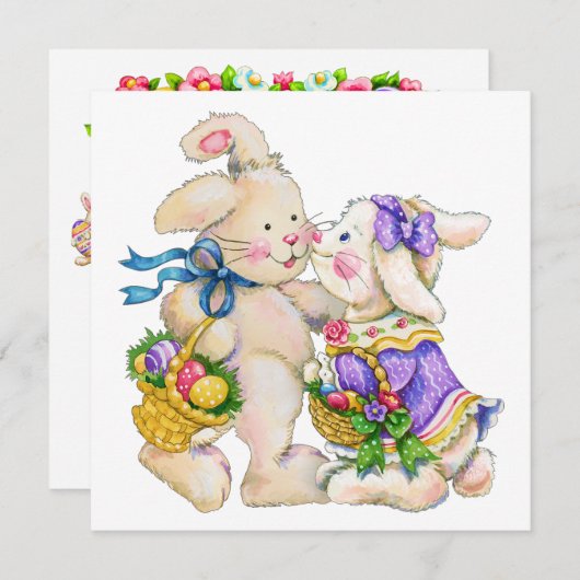 イースター大切招待状(卵狩り?) 招待状 (正面/裏面)