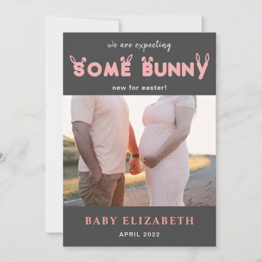 イースター妊娠の発表の写真おもしろいバニー シーズンカード (正面)