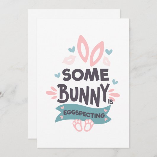 イースター妊娠の発表バニー シーズンカード (正面/裏面)