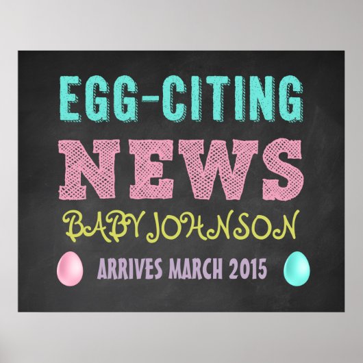 イースター妊娠の発表Chalkboardサイン ポスター (正面)