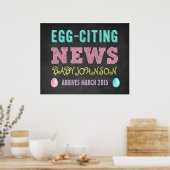 イースター妊娠の発表Chalkboardサイン ポスター (キッチン)