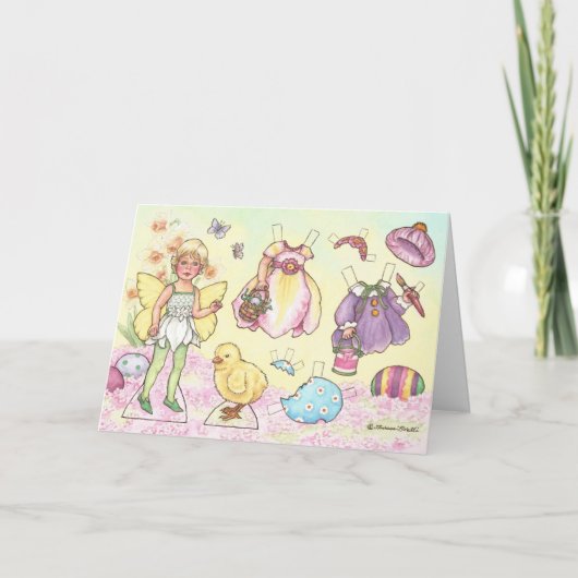 イースター妖精の紙の人形の挨拶状 シーズンカード (正面)