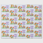 イースター子どもの名前かわいいバニーエッグ ラッピングペーパー (フラット)