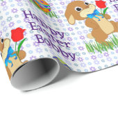 イースター子どもの名前かわいいバニーエッグ ラッピングペーパー (ロールコーナー)