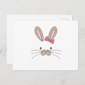 イースター子供へのバニーの顔のバニーは女の子をからかいます シーズンポストカード (正面/裏面)