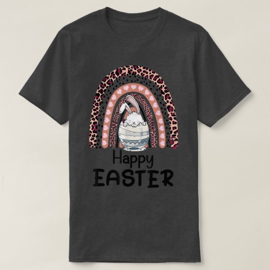 イースター子供へバニーとレインボーイースタンデザイン Tシャツ (デザイン正面)