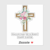 イースター宗教彼は木製クロスフローラ上昇 シール (シート)