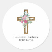 イースター宗教彼は木製クロスフローラ上昇 ラウンドシール (正面)