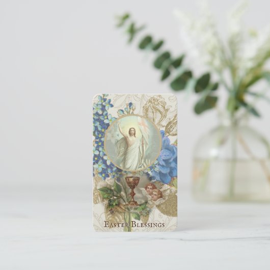 イースター宗教的なパスカル祈りの言葉神聖カード 名刺 (スタンド正面)