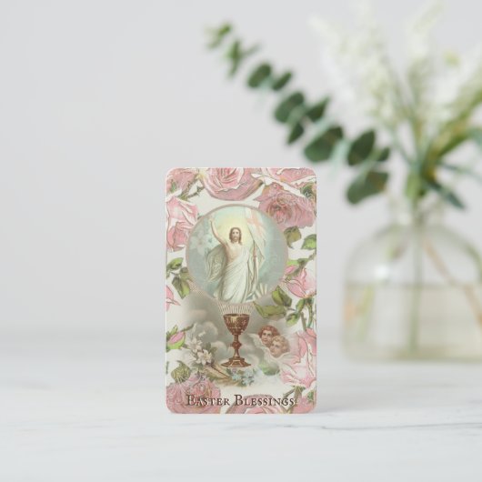 イースター宗教Paschal祈りの言葉の神聖なカード 名刺 (スタンド正面)