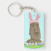 イースター島のバニーのパロディ キーホルダー (正面)