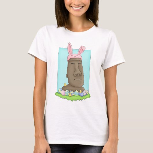 イースター島のバニーのパロディ Tシャツ (正面)