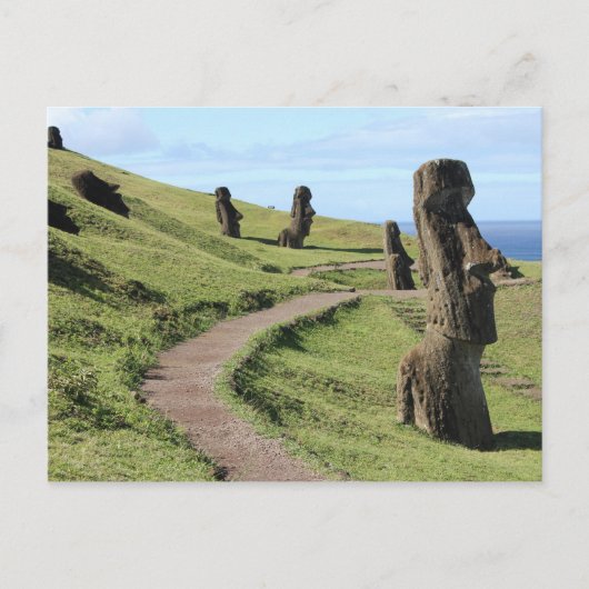 イースター島の像を丘に ポストカード (正面)