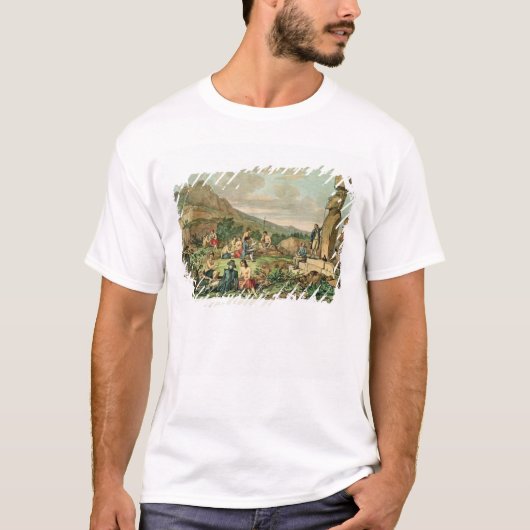 イースター島の島民そして記念碑 Tシャツ (正面)