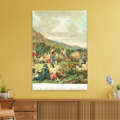 イースター島の島民とモニュメント キャンバスプリント (インサイチュ (リビング))