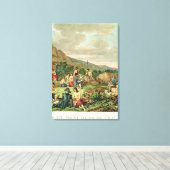 イースター島の島民とモニュメント キャンバスプリント (インサイチュ (ウッドフロア))