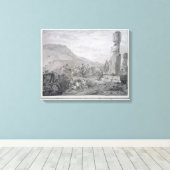 イースター島の島民とモニュメント, 1786 キャンバスプリント (インサイチュ (ウッドフロア))