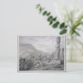 イースター島の島民とモニュメント， 1786 ポストカード (スタンド正面)