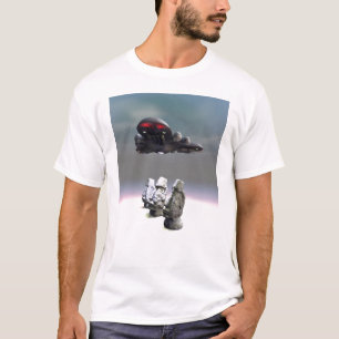 イースター島の頭部およびUFOのTシャツ Tシャツ