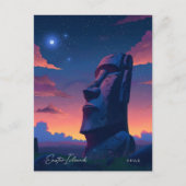 イースター島チリ旅行の夜 ポストカード (正面)