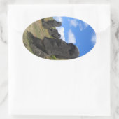 イースター島ラノララク島のモアイ 楕円形シール (バッグ)