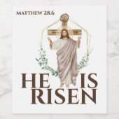 イースター彼はイエスの木製のクロス聖書を復活している ワインラベル (シングルラベル)