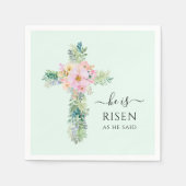 イースター彼はミントグリーンの水の色のクロスを上昇している スタンダードカクテルナプキン (正面)