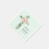 イースター彼はミントグリーンの水の色のクロスを上昇している スタンダードカクテルナプキン (角)