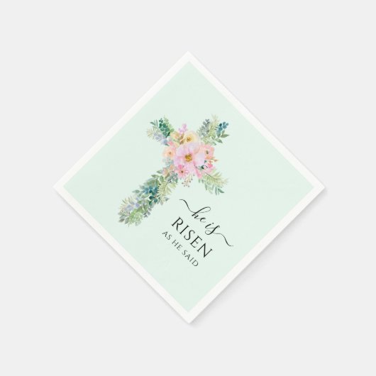 イースター彼はミントグリーンの水の色のクロスを上昇している スタンダードカクテルナプキン (角)